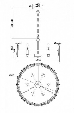 Подвесной светильник Maytoni Puntes MOD043PL-06G в Ялуторовске - yalutorovsk.mebel24.online | фото 4