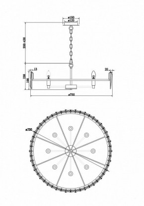 Подвесной светильник Maytoni Puntes MOD043PL-08CH в Ялуторовске - yalutorovsk.mebel24.online | фото 4