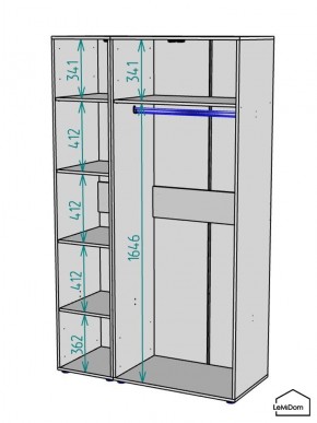 Шкаф Linnea MHR-3-1 2050х1200х510 (Графит-М 11.1.25) в Ялуторовске - yalutorovsk.mebel24.online | фото 3