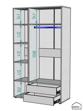 Шкаф Linnea MHR-3PO-2 2050х1200х510 (Белый-М 11.1.1) в Ялуторовске - yalutorovsk.mebel24.online | фото 3