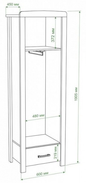 Шкаф платяной Бартоло Ш1Д в Ялуторовске - yalutorovsk.mebel24.online | фото 2