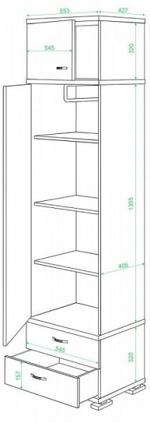 Шкаф платяной Домино КС-10 в Ялуторовске - yalutorovsk.mebel24.online | фото 2