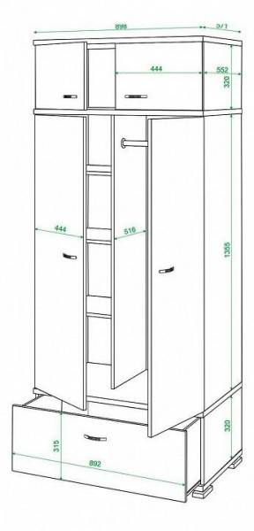 Шкаф платяной Домино КС-20 в Ялуторовске - yalutorovsk.mebel24.online | фото 3