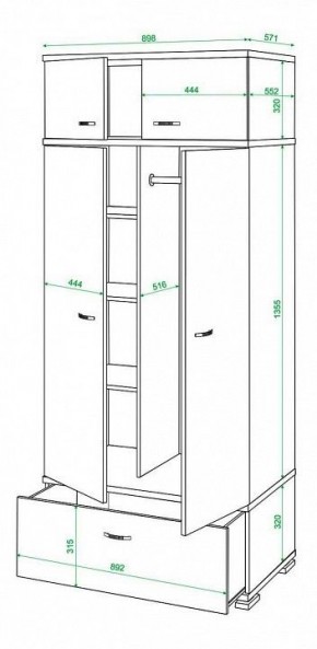Шкаф платяной Домино КС-20 в Ялуторовске - yalutorovsk.mebel24.online | фото 3