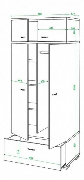 Шкаф платяной Домино КС-20 в Ялуторовске - yalutorovsk.mebel24.online | фото 2