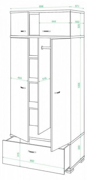 Шкаф платяной Домино КС-20 в Ялуторовске - yalutorovsk.mebel24.online | фото 2