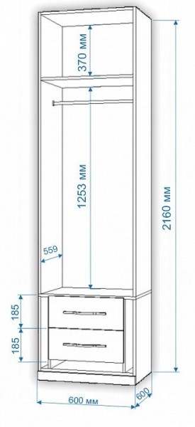 Шкаф платяной Нобиле Пл-60/60 в Ялуторовске - yalutorovsk.mebel24.online | фото 2