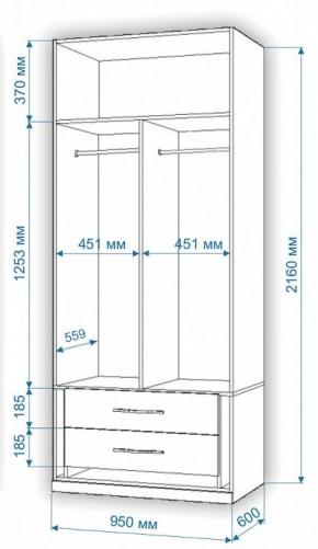 Шкаф платяной Нобиле Пл-95/60 в Ялуторовске - yalutorovsk.mebel24.online | фото 3