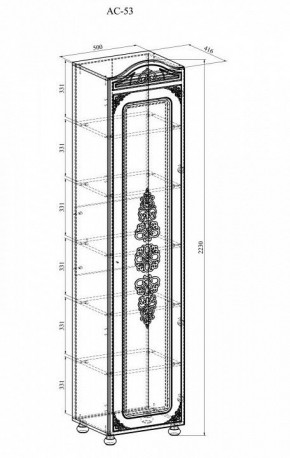 Шкаф-витрина Ассоль АС-53К в Ялуторовске - yalutorovsk.mebel24.online | фото 2