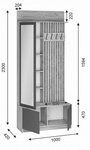 Стенка для прихожей Молд в Ялуторовске - yalutorovsk.mebel24.online | фото 3