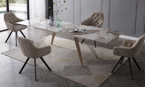 Стол ACERRA NEW 160 GLOSS LUXURY PANDORA SOLID CERAMIC/ каркас цвета шампань, ®DISAUR в Ялуторовске - yalutorovsk.mebel24.online | фото 3
