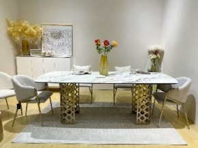 Стол CHIAVARI 220 KL-188 Контрастный мрамор матовый, итальянская керамика / Шампань, ®DISAUR в Ялуторовске - yalutorovsk.mebel24.online | фото 2