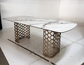Стол CHIAVARI 220 KL-188 Контрастный мрамор матовый, итальянская керамика / Шампань, ®DISAUR в Ялуторовске - yalutorovsk.mebel24.online | фото 6