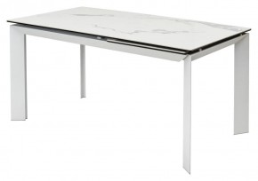 Стол CREMONA 140 HIGH GLOSS STATUARIO Белый мрамор глянцевый, керамика/ белый каркас, ®DISAUR в Ялуторовске - yalutorovsk.mebel24.online | фото 1