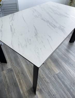 Стол CREMONA 180 KL-99 Белый мрамор матовый, итальянская керамика / черный каркас, ®DISAUR в Ялуторовске - yalutorovsk.mebel24.online | фото 2