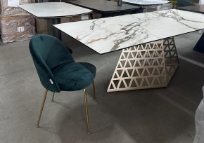 Стол ENNA 220 KL-188 Контрастный мрамор матовый, итальянская керамика/ каркас цвета шампань, ®DISAUR в Ялуторовске - yalutorovsk.mebel24.online | фото 8