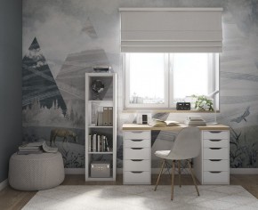 Стол письменный Ингар 2/55 140x75x55, дуб беленый/белый в Ялуторовске - yalutorovsk.mebel24.online | фото 4