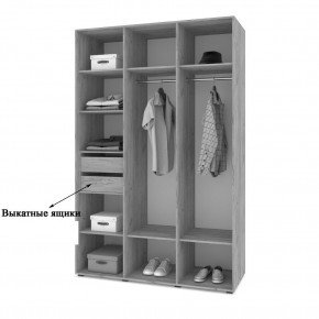 СТОУН С31 Шкаф 3-х створчатый с ящиками (дуб золотой/графит) в Ялуторовске - yalutorovsk.mebel24.online | фото 4