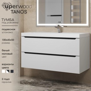Тумба под раковину Uperwood Tanos 100 см, подвесная, белая/графит в Ялуторовске - yalutorovsk.mebel24.online | фото 3