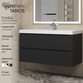 Тумба под раковину Uperwood Tanos 100 см, подвесная, черная матовая в Ялуторовске - yalutorovsk.mebel24.online | фото 3