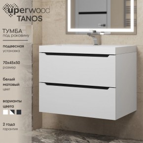 Тумба под раковину Uperwood Tanos 70 см, подвесная, белая/графит в Ялуторовске - yalutorovsk.mebel24.online | фото 3