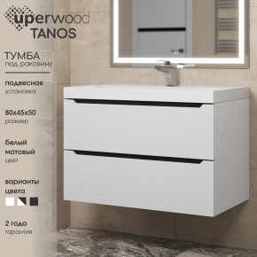 Тумба под раковину Uperwood Tanos 80 см, подвесная, белая/графит в Ялуторовске - yalutorovsk.mebel24.online | фото 3