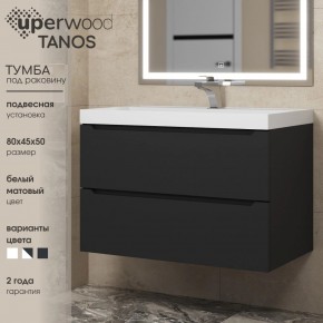 Тумба под раковину Uperwood Tanos 80 см, подвесная, черная матовая в Ялуторовске - yalutorovsk.mebel24.online | фото 3