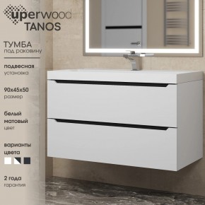 Тумба под раковину Uperwood Tanos 90 см, подвесная, белая/графит в Ялуторовске - yalutorovsk.mebel24.online | фото 3